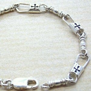 Fishers of Men Acts Sterling Silver Bracelet Maltese Cross 7.5 in